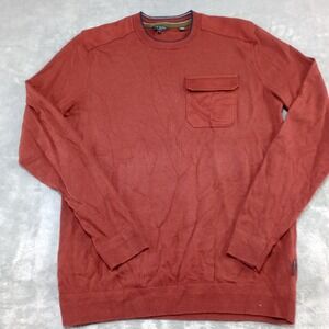 Ted Baker Sweater Mens Sz 3 Burnt Orange‎ Red Pullover Front Pocket Wool Blend